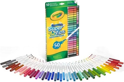 Crayola Super Tips Washable Markers 50 Washable Markers Draw Thin or Thick Lines