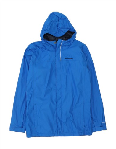 COLUMBIA Boys Omni-Tech Hooded Rain Jacket 15-16 Years XL Blue Nylon BA10