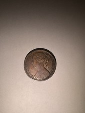 1863 British Empire Penny Queen Victoria Bronze Coin