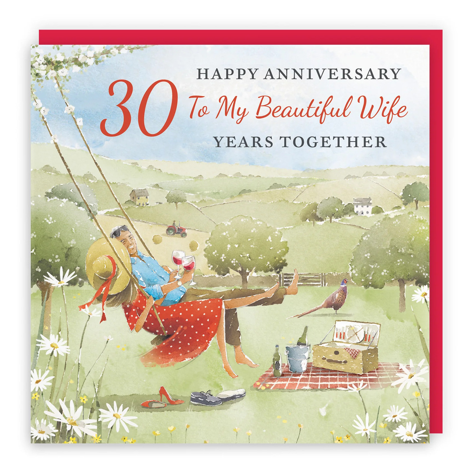 30th Wife Anniversary Card Meadow Picnic Milo's Gallery