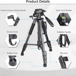 ARTCISE Tripod caméra pour caméra, 159 cm Smartphone Trépied Support avec prise de téléphone