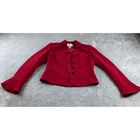 Liz Claiborne Women Red Blazer Jacket Bell Sleeve Button Front Suit Size 4