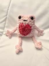 Pink Love Frog Amigurumi Crocheted Toy Frog New