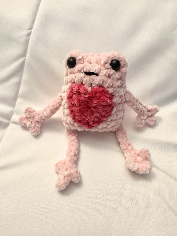 Pink Love Frog Amigurumi Crocheted Toy Frog New