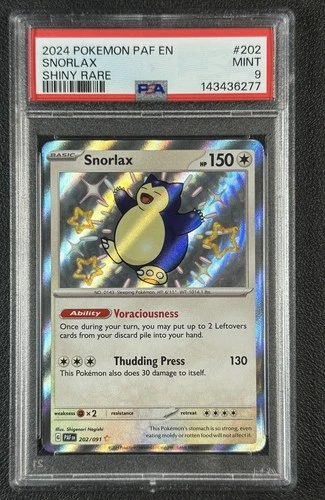 SNORLAX PSA 9 2024 POKEMON PALDEAN FATES PAF EN #202/091 SHINY RARE 277