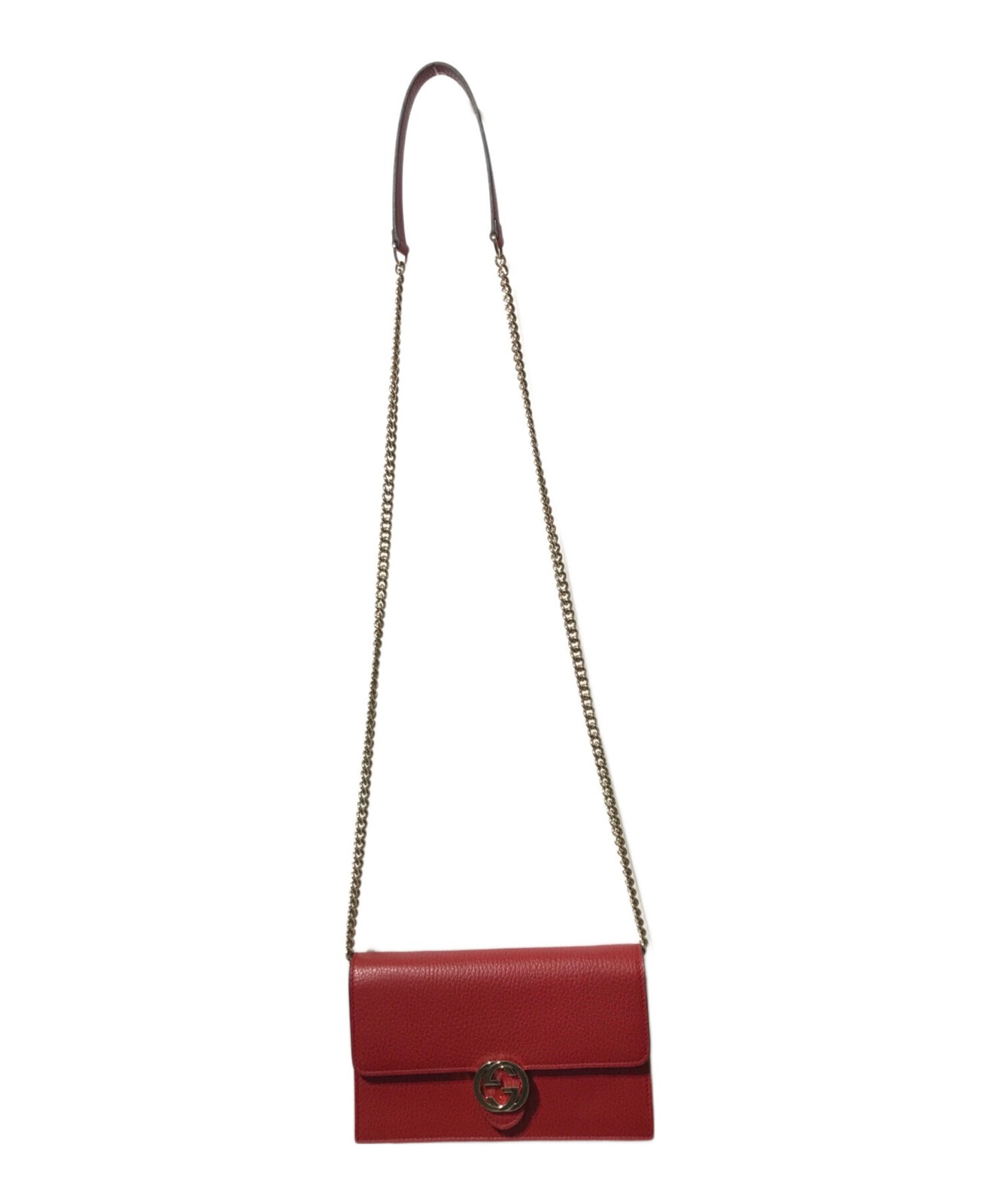 GUCCI Interlocking G Chain Shoulder Bag Red Leather Model 510314 SN2582 thumbnail 13