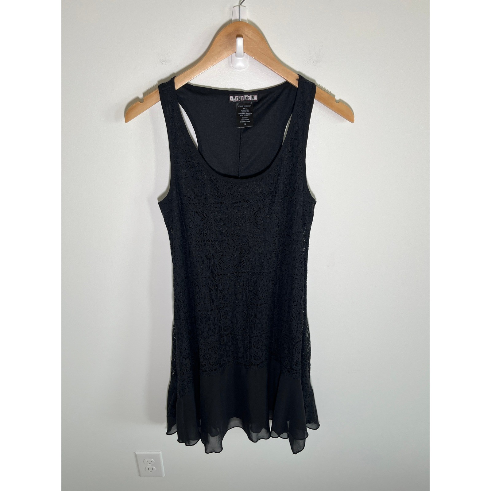 Whimsigoth Dark Fairy Witchy Womens Mini Dress Black M Lace Goth Grunge