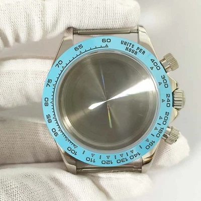 Pour VK63 Mouvement à Quartz Lunette En Céramique Bleue 39MM Boîtier de Montre - Photo 1/4