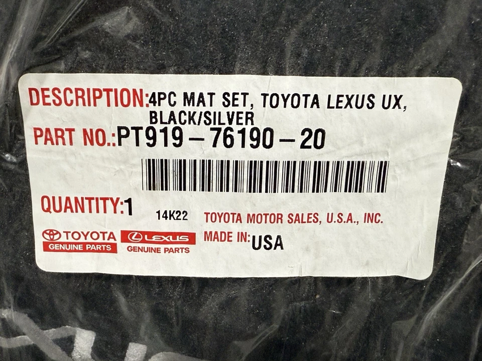 JUEGO ALFOMBRILLAS TOYOTA LEXUS OEM 2019-2022 UX200 UX250H NEGRO PT919-76190-20 Foto 2 de 4