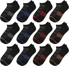 12 Pairs Boys Running Ankle Socks For Kids 4-6 6-8 8-10 10-12 Years Old Low C...