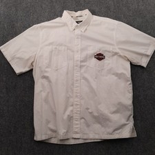 Harley Davidson Shirt Mens XL Button Up White Shop Work Mechanic Motorcycles
