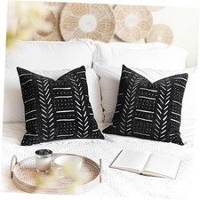 Decorative Throw Pillow Covers 18X18, Set of 2, 18" x 18" Pack of 2 Black