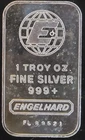 Engelhard Globe Repeating Rev Vtg Bullion-0.999 Silver 1 Oz Art Bar Ingot Rare