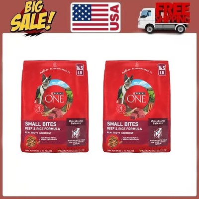 2Pack Small Bites Adult Dry Dog Food , High Protein Beef & Rice, 16.5lb Bag