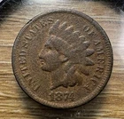 1874 Indian Head Cent - Actual Coin Shown - Free Shipping & Tracking INV#43