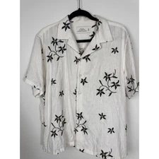 Abercrombie Fitch Linen Floral Camp Collar Button Down Men's S Summer Resort