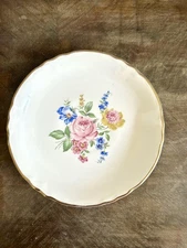 Homer Laughlin? Vintage 6” Plate Pink Rose Bread Dessert Excellent
