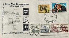 HNLP Hideaki Nakano 2126 Tricycle on Australia Cycle Mail Re-enachment April 82 