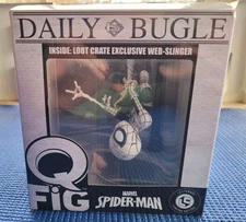 NEW- Q Fig Spider-Man Daily Bugle Web Slinger Marvel Loot Crate Exclusive B&W