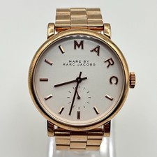 Marc By Marc Jacobs Baker Ladies Rose Gold-Tone Watch 36mm Silver Dial RUNNING