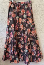 Vintage Esprit Tiered Maxi Skirt Womens 4 Paisley Boho Chic Prairie Cottage