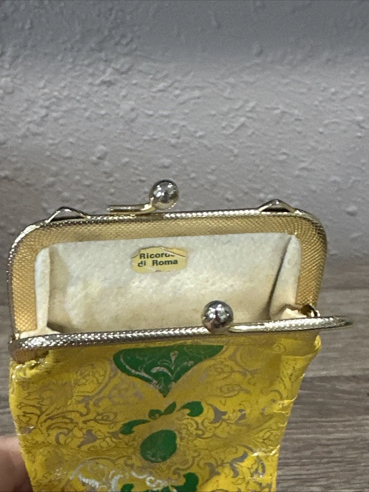 Estuche de cuero para gafas de colección bolsa para cigarrillos amarillo verde plata ROMA cierre a presión Foto 4 de 4