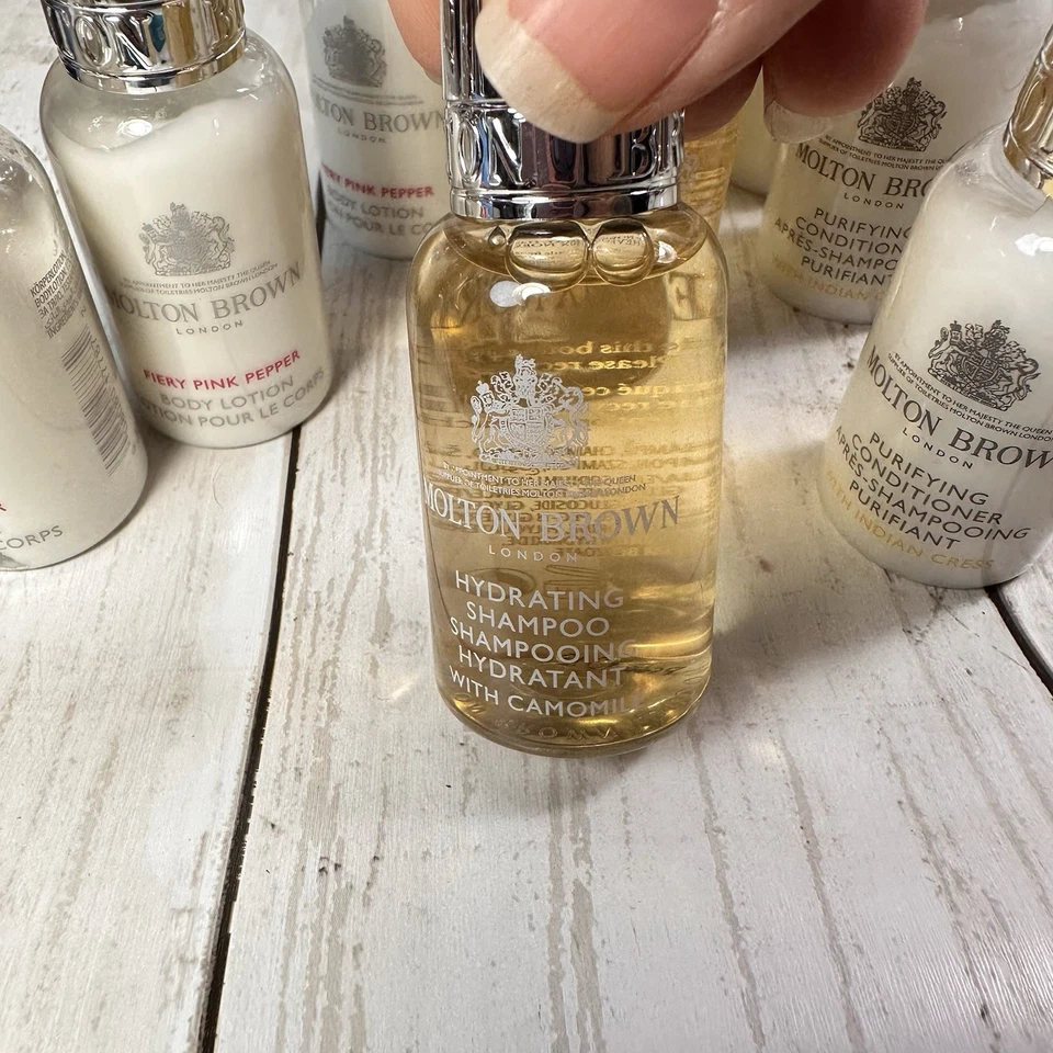 7 MOLTON BROWN 1 OZ. Ea BOTTLES CHAMPÚ ACONDICIONADOR DE VIAJE Loción Corporal Foto 4 de 4