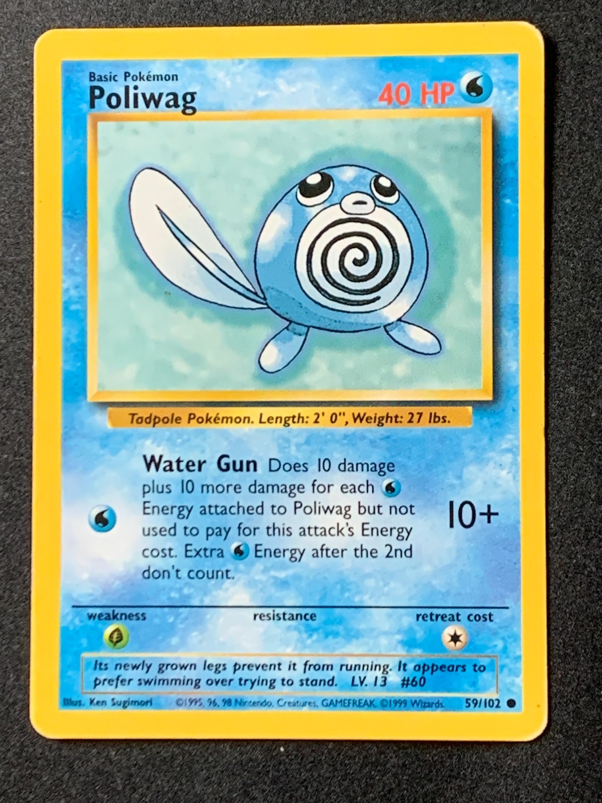 Poliwag 59/102 Base set common Pokemon Card WOTC Vintage