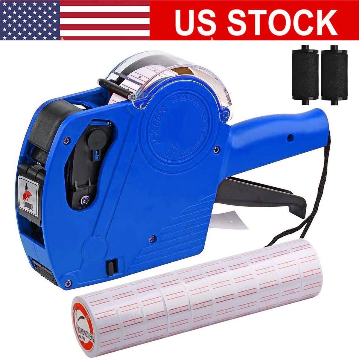 8 Digits Price tag Gun with 5000 Sticker Labels and 2 Ink Refill, Lab US 