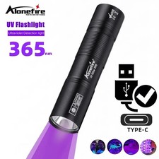 365nm UV Flashlight USB Rechargeable Mini Torch Pet Urine Money Detector Light