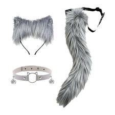 3x Cat Ear and Long Tail Halloween Costume Choker for Stage Performance Carnival