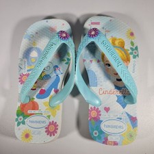 Havaianas Disney Toddler Child 9c Girls Blue Flip Flop Sandals Cinderella Castle
