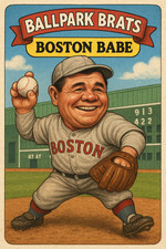 Babe Ruth as "Boston Babe" Parody Art Card Boston Red Sox