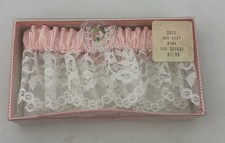 VINTAGE NOS Lace Garter Pink  White Lace Prom Wedding In Original Box
