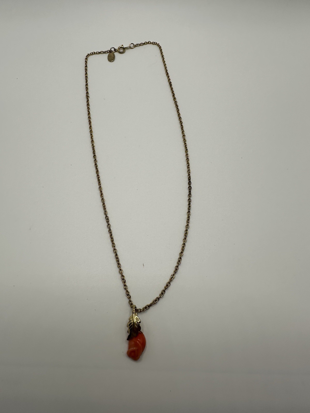 Vintage Aubrey Gold Tone Chain Necklace With Rose Pendant 16”