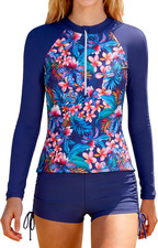 Girls Rash Guard Swimsuit Long Sleeve Swimsuit UPF 50 Two Piece Bathing Suit Ha