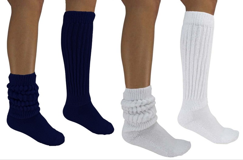 9=5 White 4 Navy Slouch Socks Warm Long Hooters Uniform Run Walk Hiking Yoga