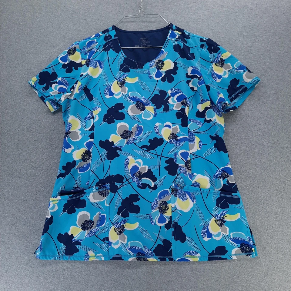 Cherokee Infinity Scrub Set Womens Medium Floral Navy Jogger Pants CK609A CK110A - Image 2 of 4