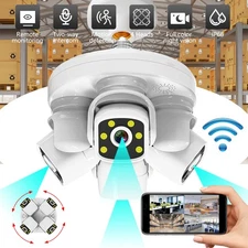 4 Lens Camaras De Seguridad Para Casa E27 4K HD WIFI PTZ CCTV Vision Nocturna US