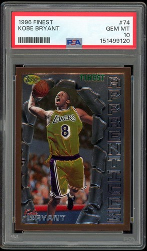 Kobe Bryant 1996 Topps Finest Rookie RC 74 PSA 10 GEM MINT LAKERS HOF