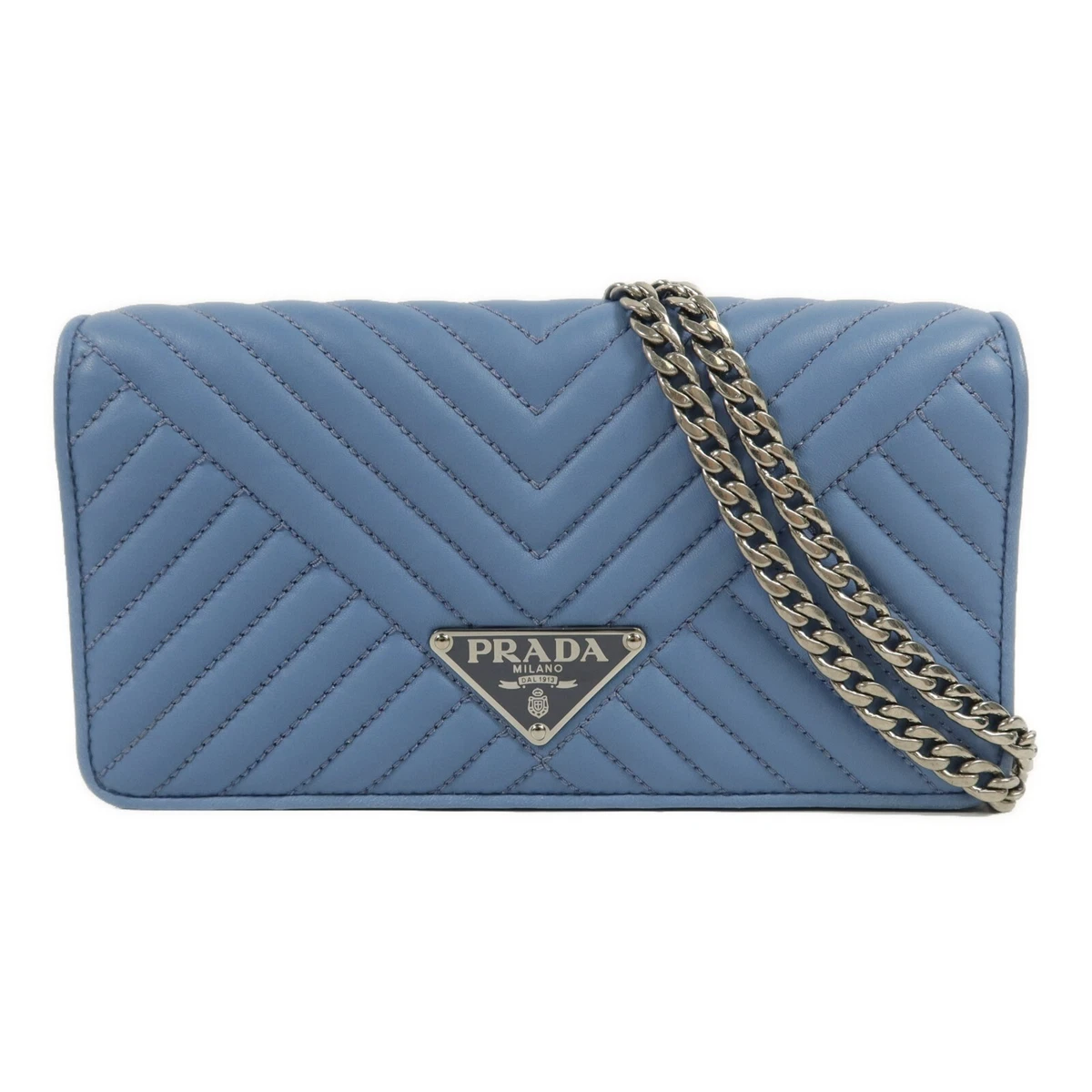 PRADA プラダ バケツ型 ハンドバッグ デニム ブルー ポーチ（赤）付き