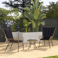 Outsunny 3-Tlg. Rattan-Sitzgruppe Gartengarnitur GartenmöBel-Set Mit 2 StüHlen