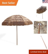 8' Hawaiian Tiki Umbrella, Pool Patio Beach Umbrella, Thatched Tiki