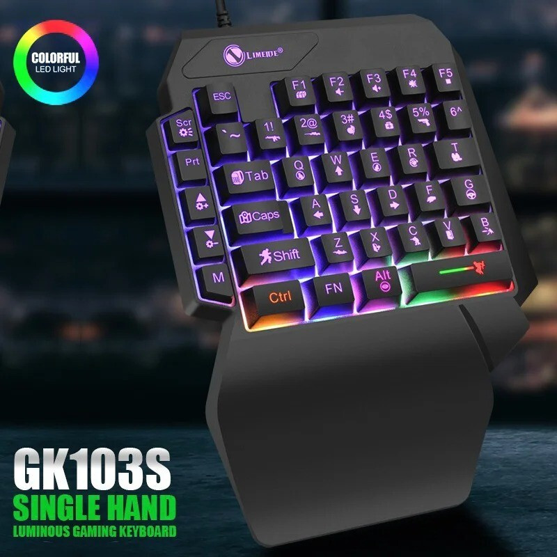 Mini One-Handed Gaming Keyboard USB Wired 35 Keys RGB LED Backlit Game Accessory