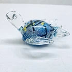 Vintage Sea Turtle Paperweight  Murano Art  Glass  Hand Blown Silver Foil