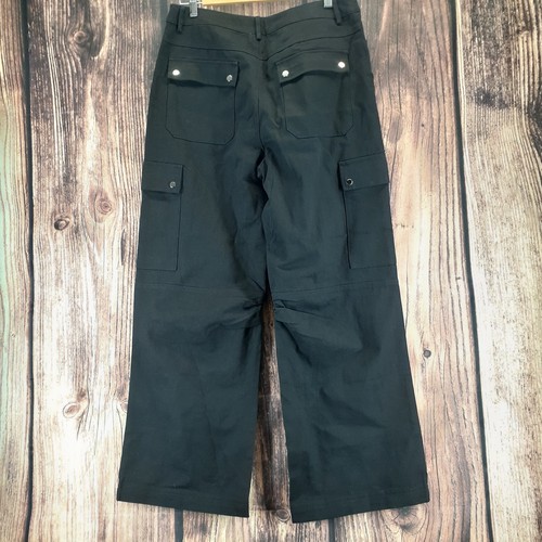 Princess Polly Fallout Black Mid Rise Flat Front Wide Leg Cargo Utility Pants 8 - Picture 5 of 9