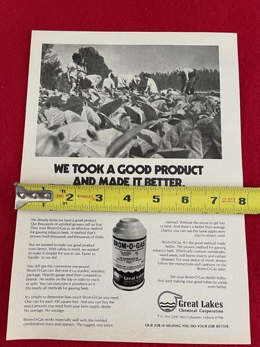 Vintage 1976 Brom-O-Gas Gassing Tobacco Beds Print Ad Great Lakes Chemical Co - Picture 6 of 7