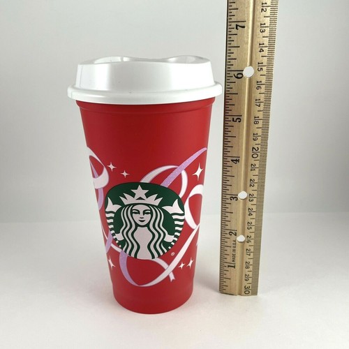 Bicchiere Starbucks tazza rossa riutilizzabile Natale nastro 16 oz grande 2021 - Foto 4 di 4