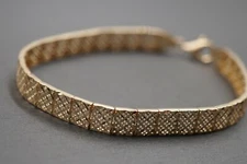 14K Solid Yellow Gold Fancy 6.8MM Wide Diamond Cut Super Shine 7.25" Bracelet.