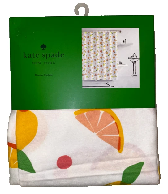 Kate Spade Colorido Punto Cítrico Cortina de Ducha Mezcla de Algodón Diseñador 72"x72" Nuevo Foto 2 de 2